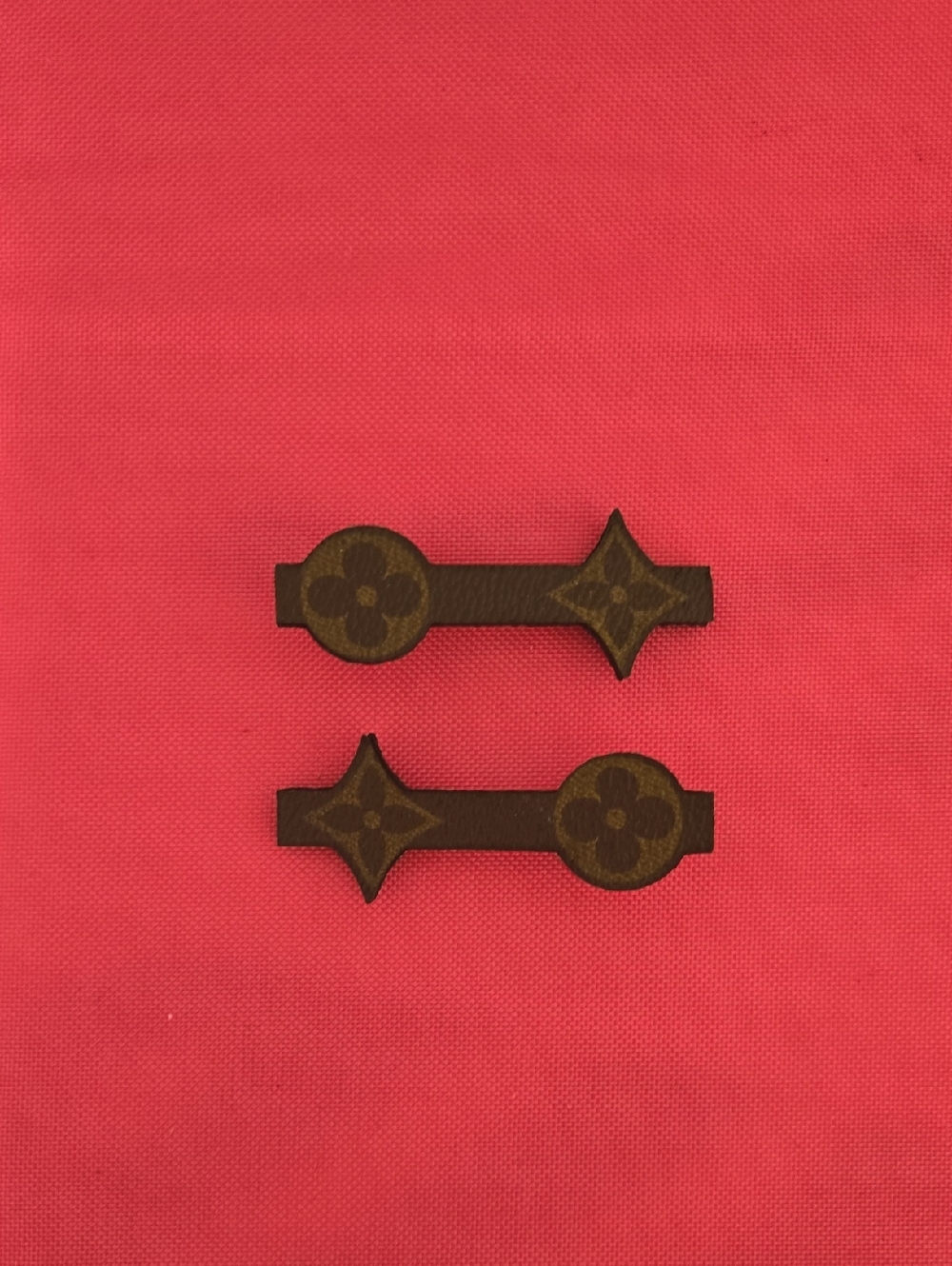 Monogrammed Brown Logo Hair Clips - Pair